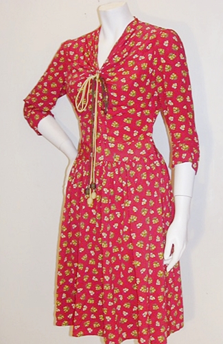 red print 40s dress,anothertimevintageapparel.JPG