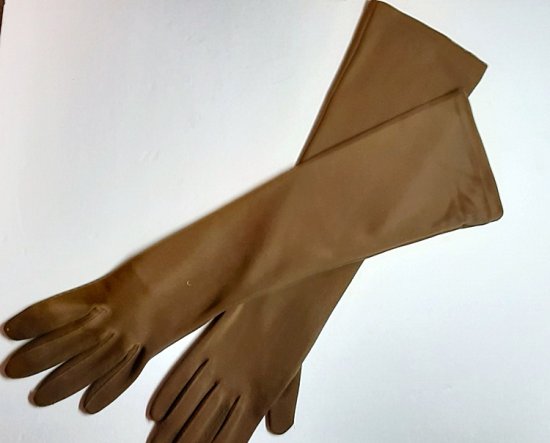 rust chocolate brown long opera gloves,vtg 1950s brown gloves.jpg