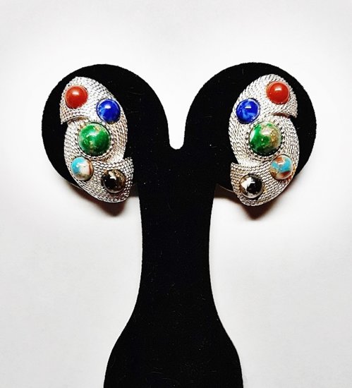 s coventry stone studded earrings vintage 60s,,another time vintage apparel.jpg