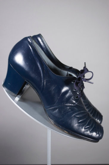 S127-1940s shoes navy leather peeptoe lace-up oxfords 9C - 03.jpg