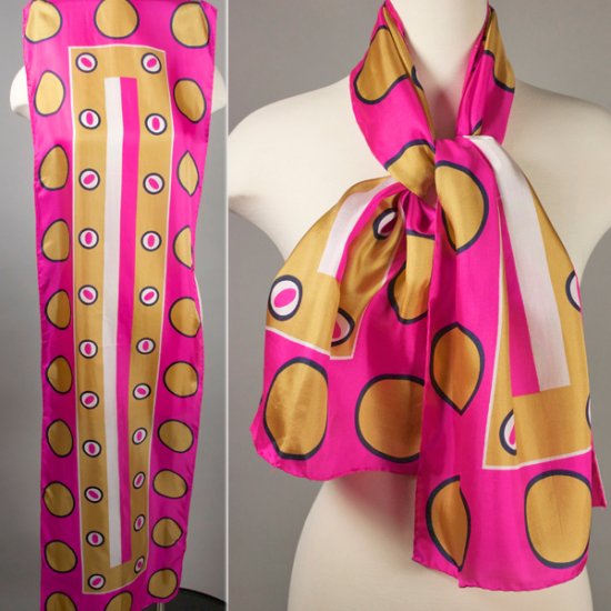 SC103-hot pink silk scarf mod 1960s polka dots.jpg