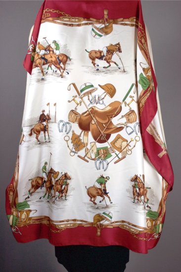 SC72-1970s 80s silk scarf Gucci polo print equestrian design - 1.jpg