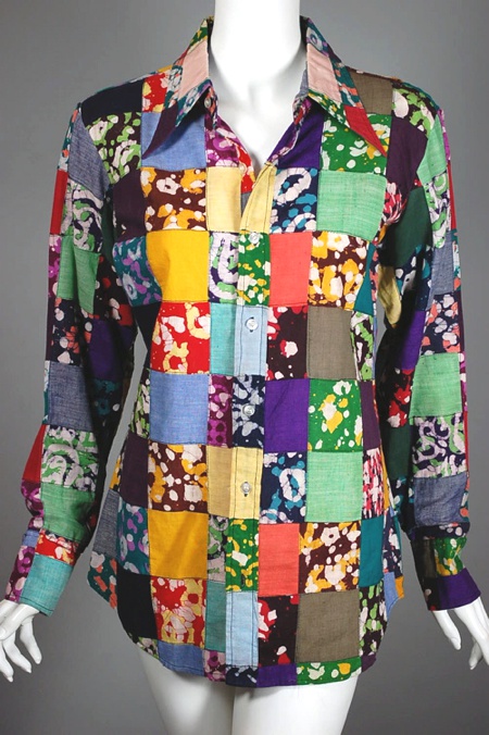 SH65-patchwork madras Indian cotton 1970s shirt - 1.jpg