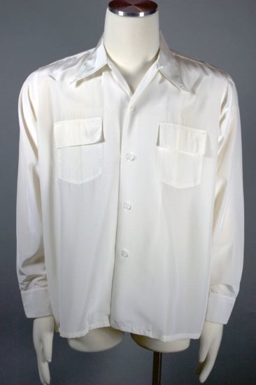 SH93-white shirt 1950s mens size L rayon nylon deadstock - 2.jpg