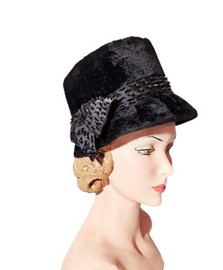 side tall bubble beehive 60s hat black.png