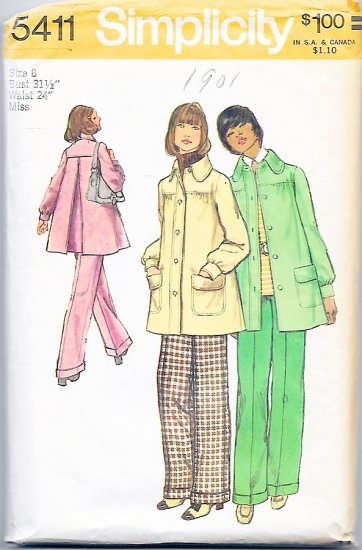 simplicity 1970s pattern for swing coat and pants,50s style,vintage.jpg