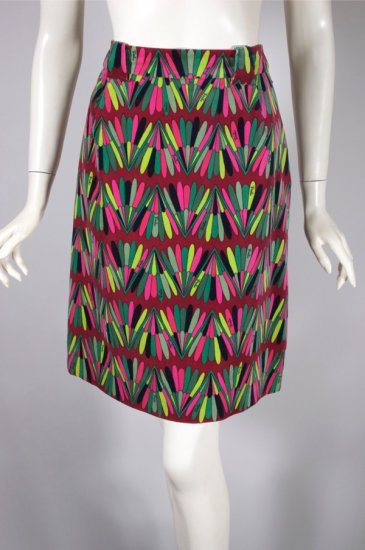 SK119-Pucci cotton velvet skirt 1960s mini fan feather print - 01.jpg
