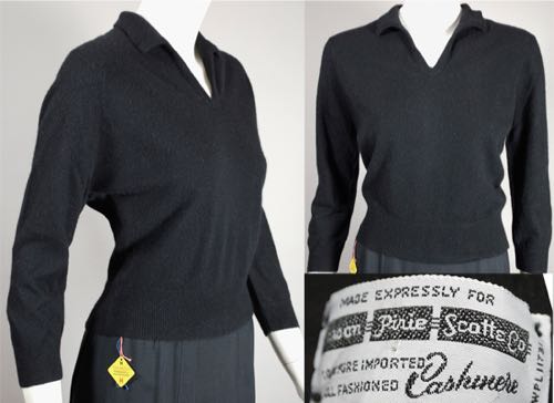 SW146-black cashmere pullover sweater 1950s size M to L.jpg