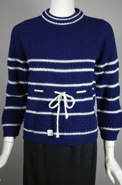 SW150-deadstock vintage 1960s sweater jumper navy white 36 bust - 1.jpg