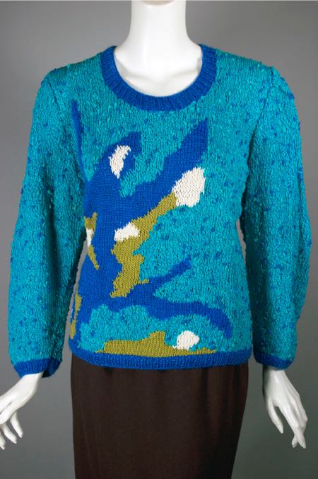 SW158-80s sweater handknit aqua blue abstract design - 1.jpg
