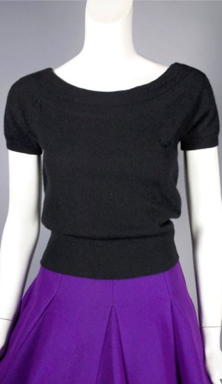 SW160-Dalton cashmere sweater 1950s black short sleeve - 1.jpg