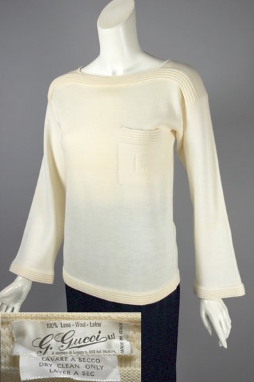 SW164-ivory wool 1970s Gucci sweater G logo flared sleeves - 5 copy copy.jpg