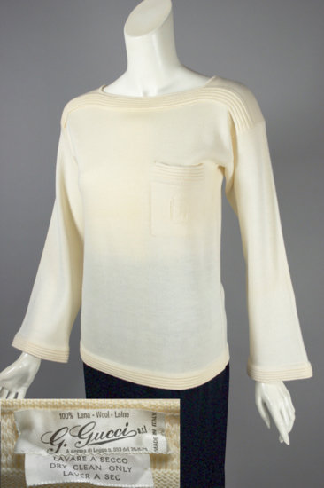 SW164-ivory wool 1970s Gucci sweater G logo flared sleeves - 5 copy.jpg
