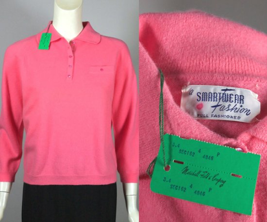 SW187 bright pink lambswool sweater pullover 1960s deadstock unworn.jpg