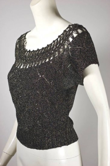 SW194-black gold lurex 1950s sweater jumper lacy pullover - 3.jpg