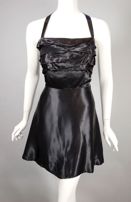 SWM29-Caltex 1940s skirted swimsuit plus size black liquid satin - 1.jpg