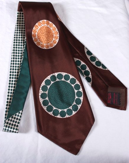T102-brown green satin tie early 1950s necktie telephone dial - 2.2.jpg