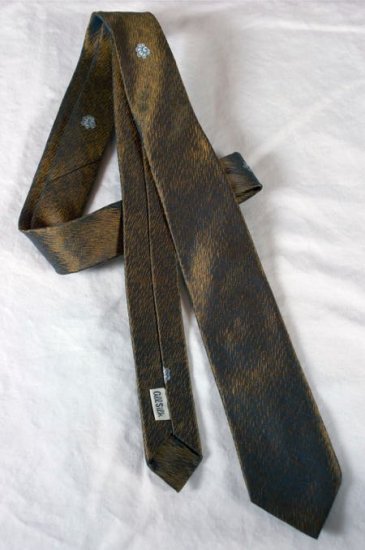 T91-dark gold iridescent skinny tie slik 1950s 1960s - 1.jpg