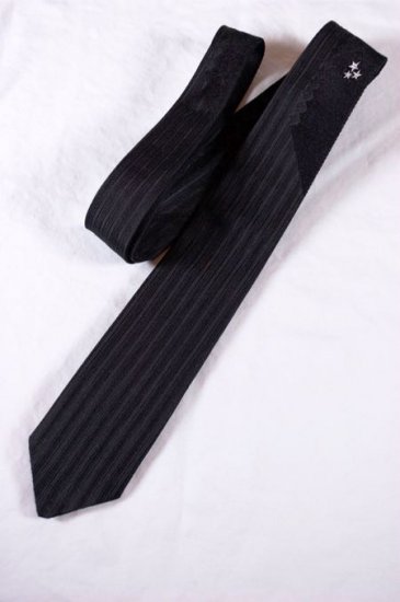 T94-stars design 1950s skinny tie black silk necktie - 1.jpg