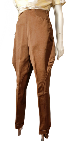 true vintage 30s 40s riding pants,rust jodpurs,stirrups 1.png