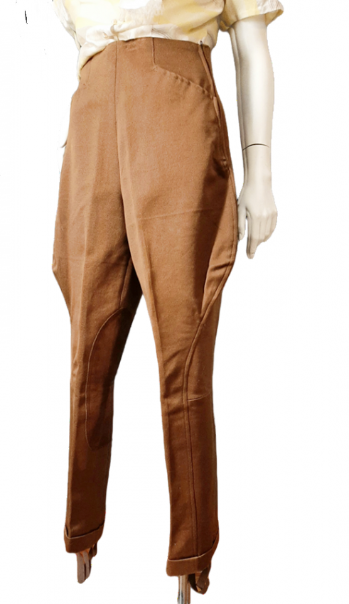 true vintage 30s 40s riding pants,rust jodpurs,stirrups  3.png