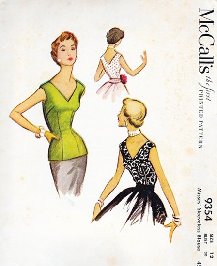 vintage 1950 blouse top pattern,rockabilly,pin up,anothertimevintageapparel.jpg