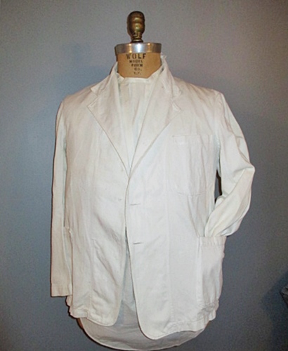 vintage 30s white doctors coat jacket,anothertimevintageapparel.JPG
