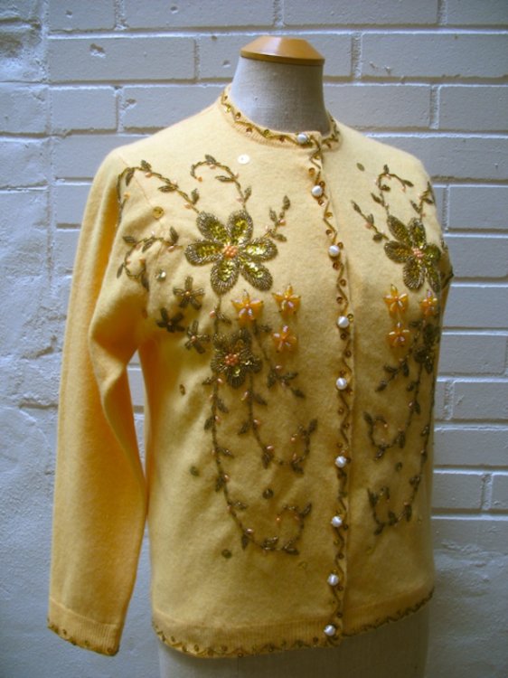 vintage 50s 60s beaded wool sweater, 38 - 1.jpg