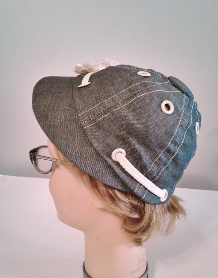 vintage 50s grey denim ball cap style hat.jpg