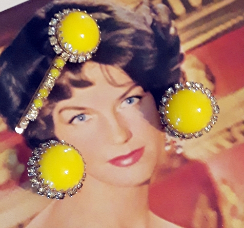 vintage-50s-kramer-earrings hair pin set-yellow-anothertimevintageapparel.jpg