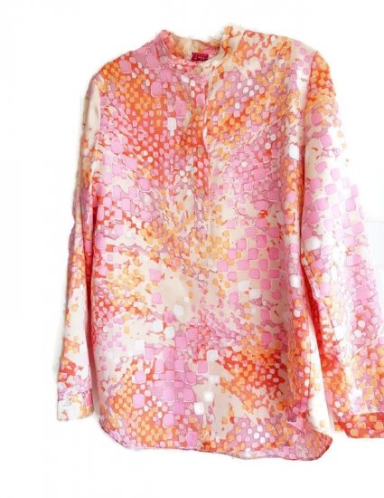 vintage 60s tunic blouse,pink orange print,water color shades.jpg
