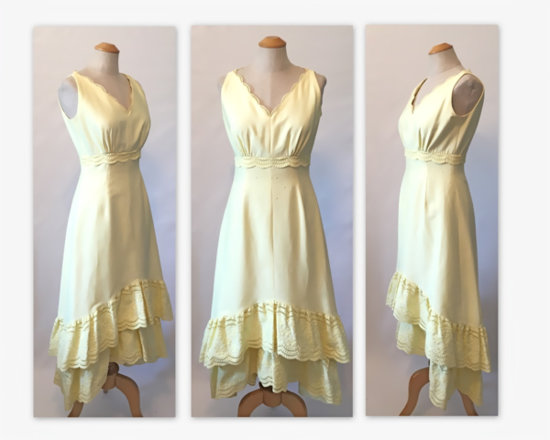 vintage 60s yellow gown, dress, taffetta, lace, elegant - 9.jpg