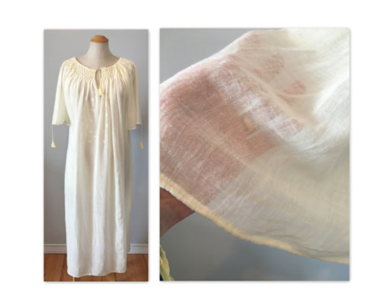vintage 70s boho dress, embroidered, smocked - 9.jpg