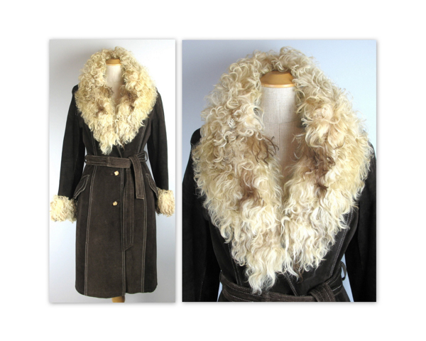 vintage 70s coat, almost famous, suede, llama fur collar, strides fashions - 4.jpg
