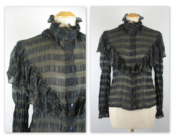 vintage 70s Loris Azzaro blouse, silk, metallic, semi sheer - 5.jpg