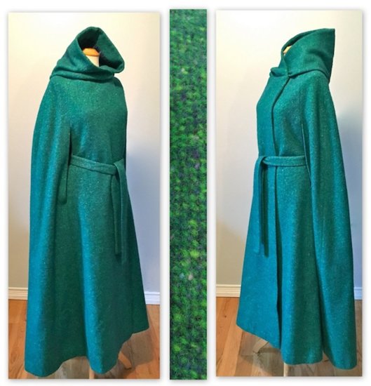 vintage 80s cape with hood, jimmy hourihan, donegal tweed, green - 08.jpg