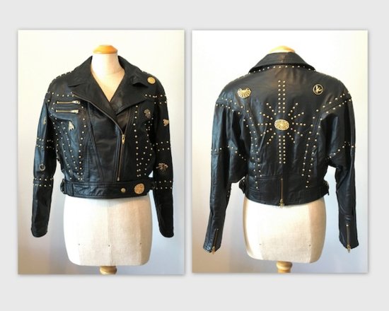 vintage 80s glam rock biker jacket, leather, womens, the leather ranch - 7.jpg
