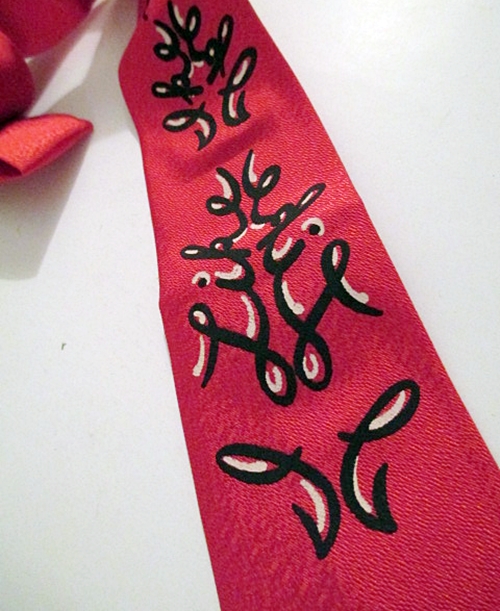 vintage hand painted necktie,50s fifties,red,Ike.jpg