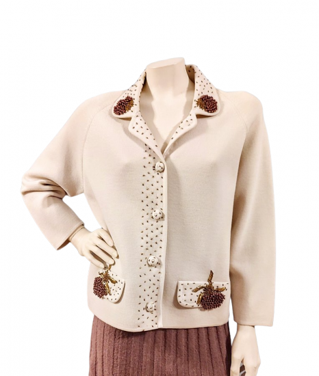 wool italian sweater cream bronze beading 1960s another time vintage apparel.png