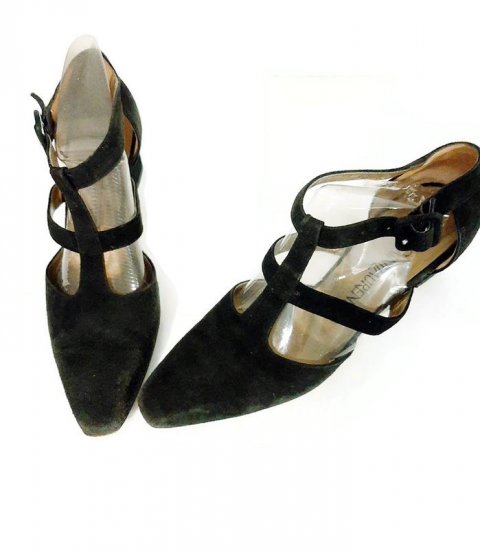 yves st laurent vintage 90s black T strap shoes,vintage designer,anothertimevintageapparel.jpg