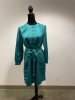 7.24.1 Silk Teal Button Down Long Sleeve Dress With Belt (front) (1970's).jpeg