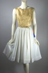 DR1628-metallic gold white chiffon 1960s party dress deadstock M - 02.jpg