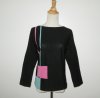 Black wool blouse with pink & turq. design 001.JPG